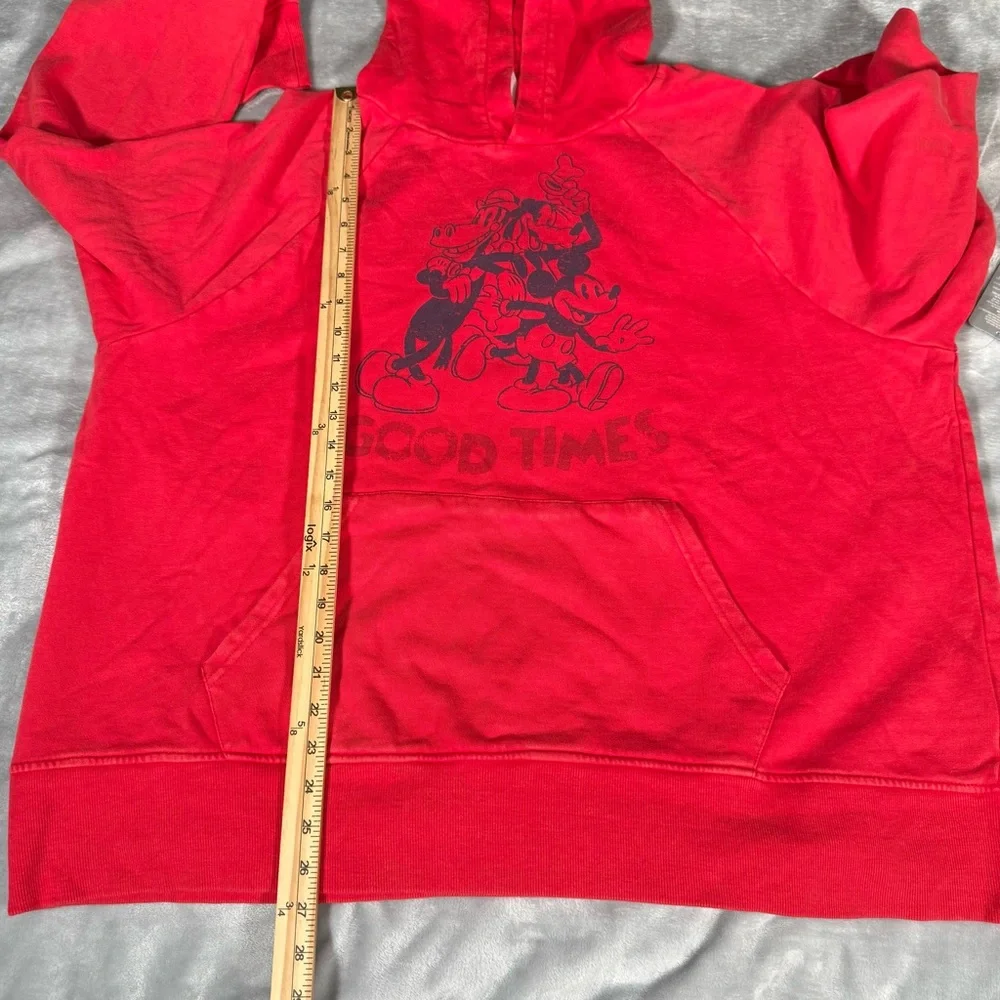 Disney Good Times Graphic Hoodie Mens XL Boxy Oversized Fit Washed Red NEW - Picture 7 of 8